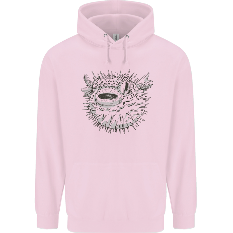 A Pufferfish Puffer Illustration Mens 80% Cotton Hoodie Light Pink