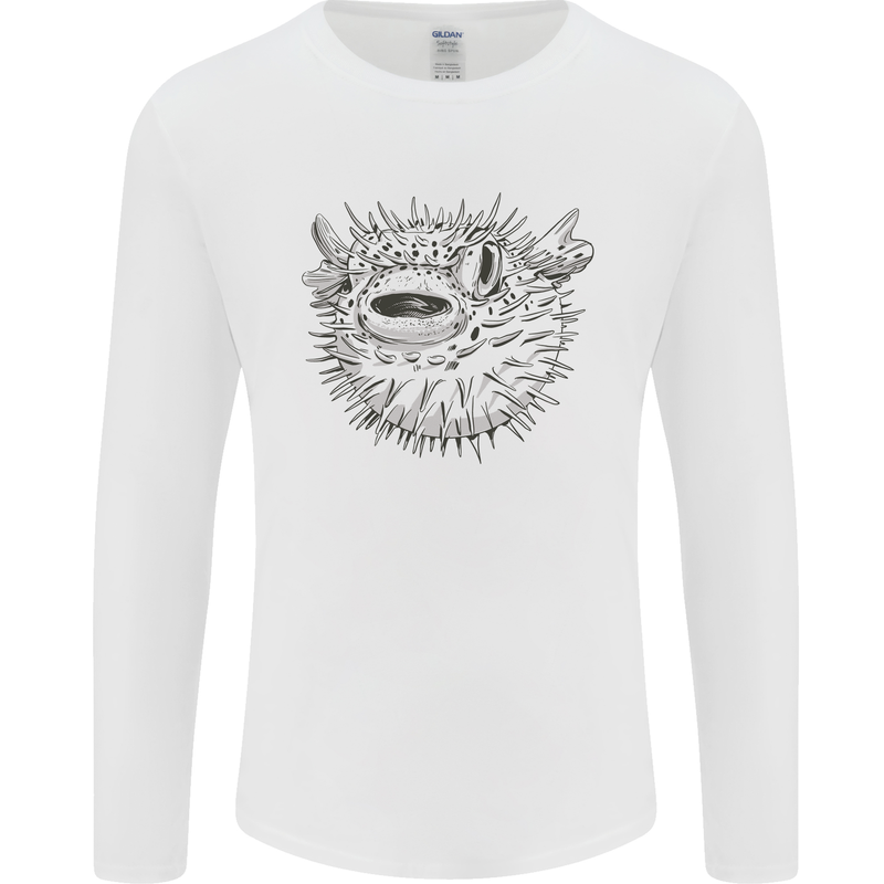 A Pufferfish Puffer Illustration Mens Long Sleeve T-Shirt White