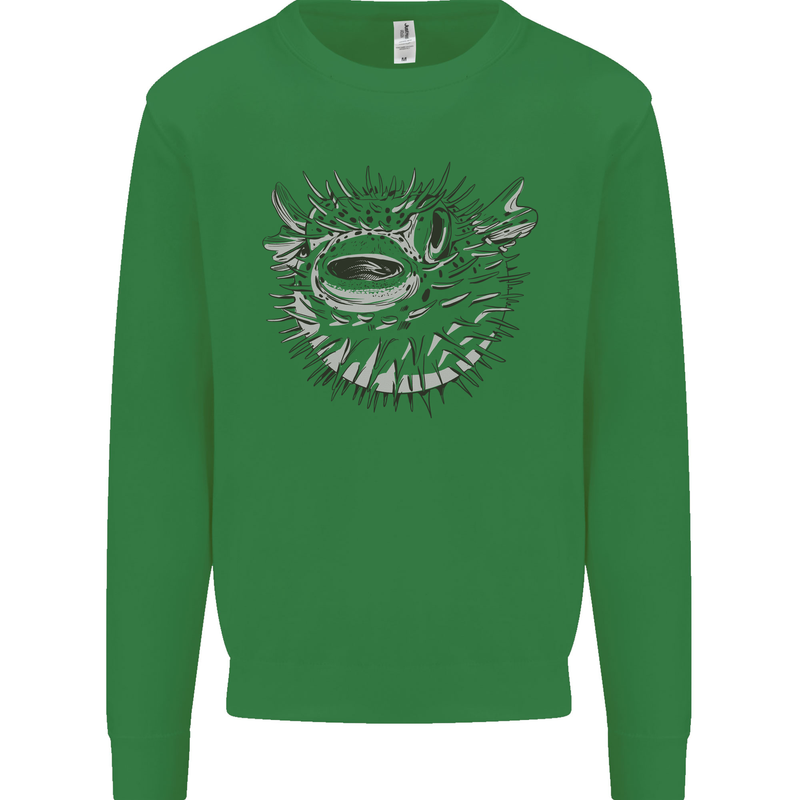 A Pufferfish Puffer Illustration Mens Sweatshirt Jumper Irish Green