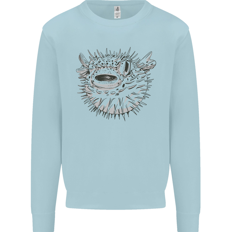 A Pufferfish Puffer Illustration Mens Sweatshirt Jumper Light Blue