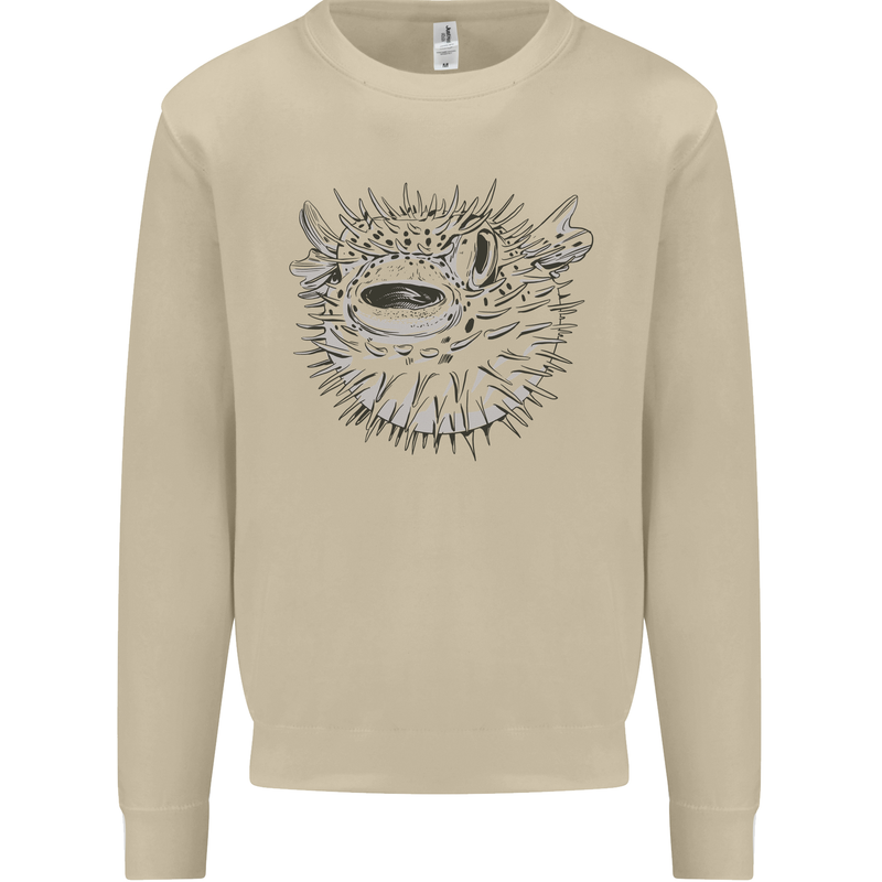 A Pufferfish Puffer Illustration Mens Sweatshirt Jumper Sand