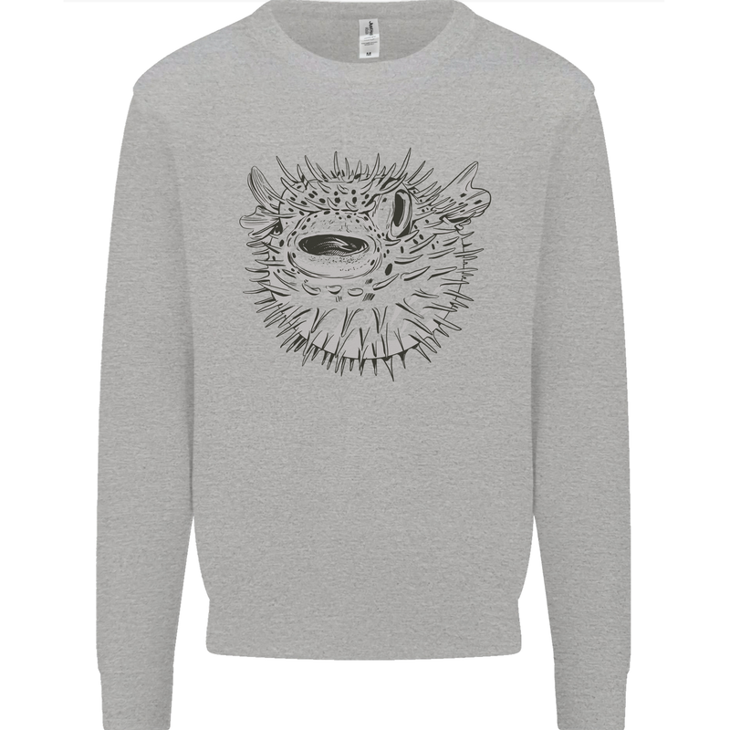 A Pufferfish Puffer Illustration Mens Sweatshirt Jumper Sports Grey