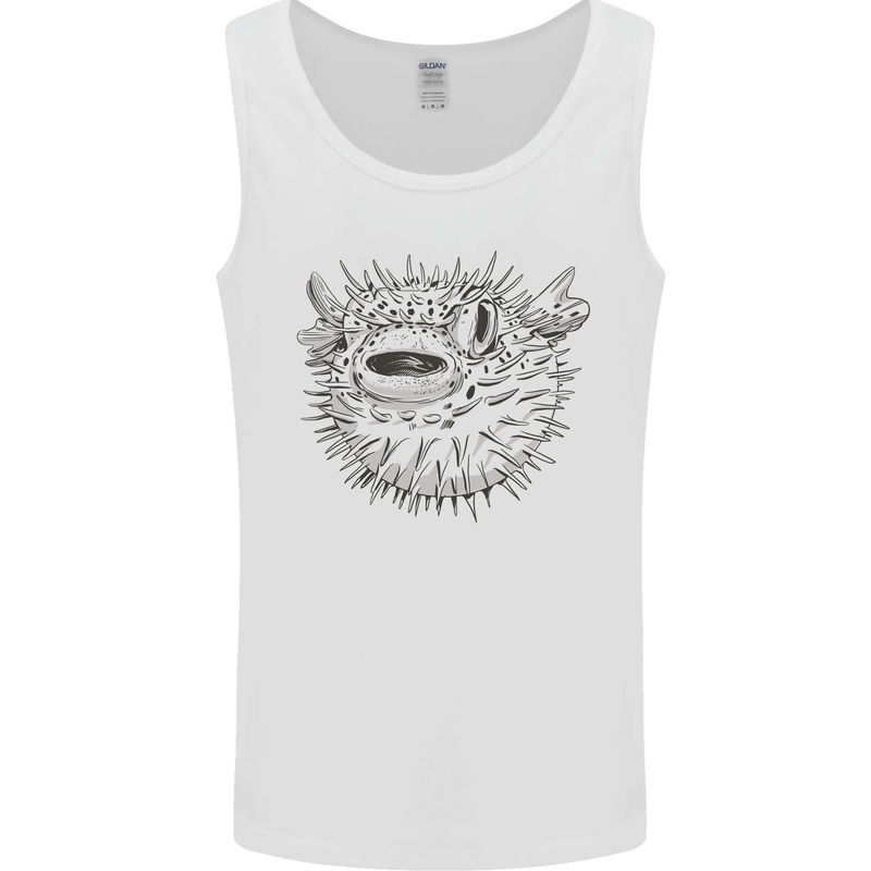 A Pufferfish Puffer Illustration Mens Vest Tank Top White