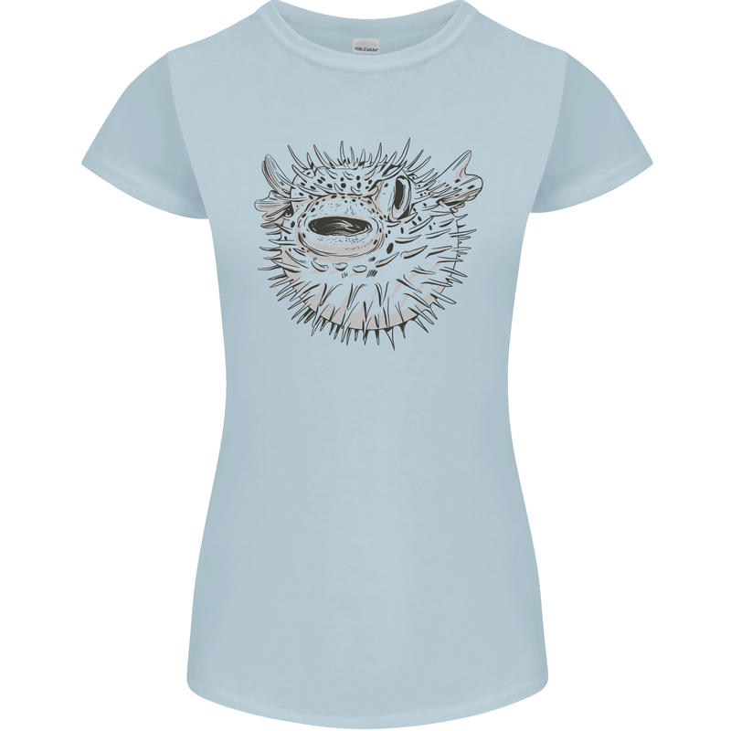 A Pufferfish Puffer Illustration Womens Petite Cut T-Shirt Light Blue