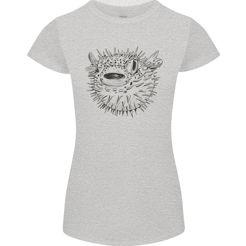 A Pufferfish Puffer Illustration Womens Petite Cut T-Shirt Sports Grey