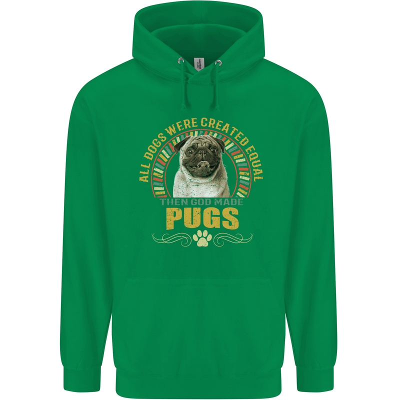 A Pug Dog Childrens Kids Hoodie Irish Green