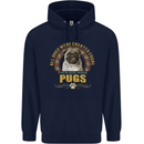 A Pug Dog Childrens Kids Hoodie Navy Blue