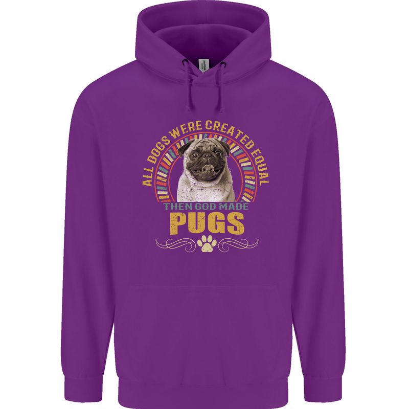 A Pug Dog Childrens Kids Hoodie Purple