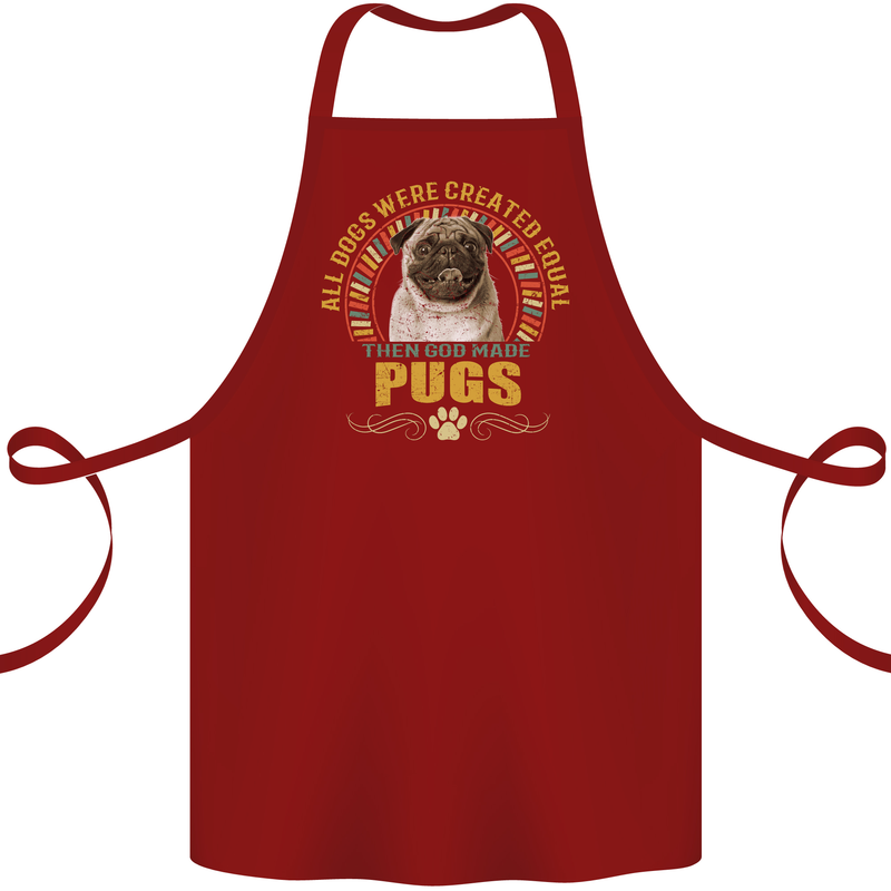 A Pug Dog Cotton Apron 100% Organic Maroon
