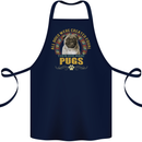A Pug Dog Cotton Apron 100% Organic Navy Blue