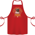 A Pug Dog Cotton Apron 100% Organic Red