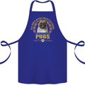 A Pug Dog Cotton Apron 100% Organic Royal Blue