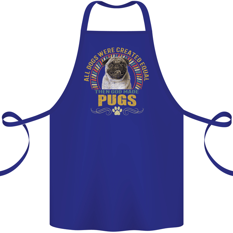 A Pug Dog Cotton Apron 100% Organic Royal Blue
