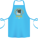A Pug Dog Cotton Apron 100% Organic Turquoise