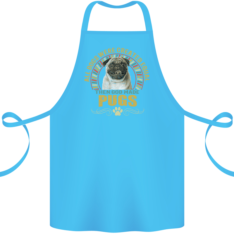 A Pug Dog Cotton Apron 100% Organic Turquoise