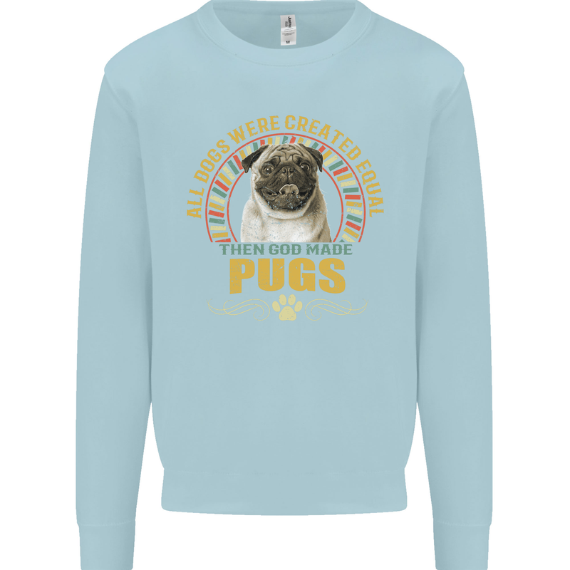 A Pug Dog Kids Sweatshirt Jumper Light Blue