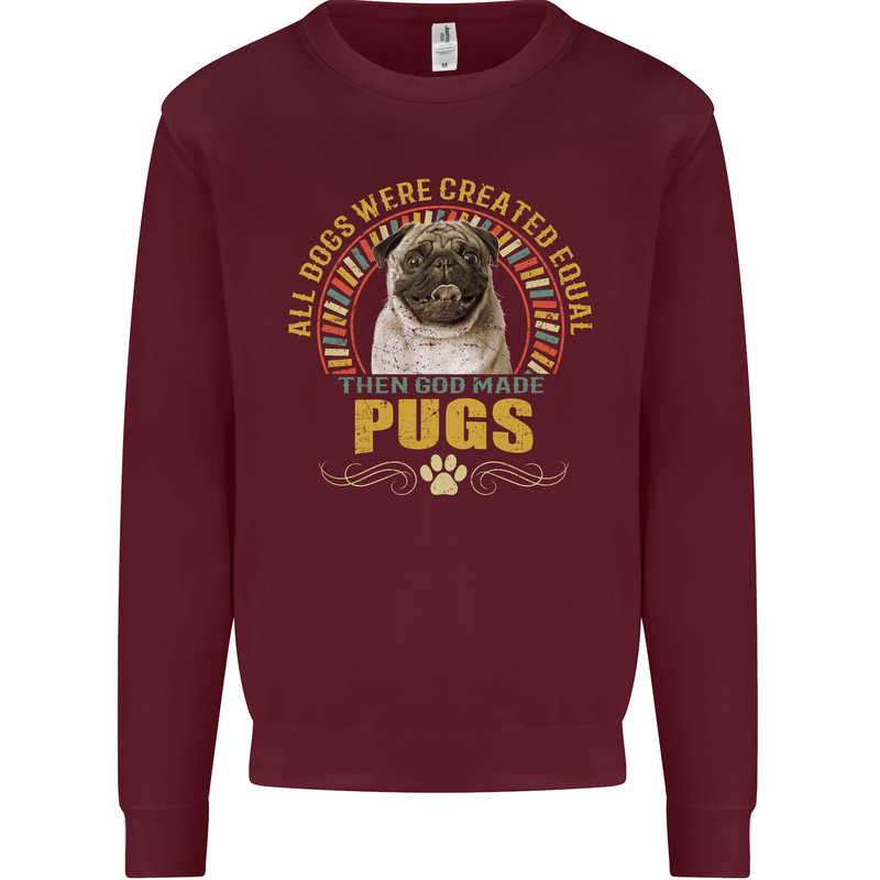 A Pug Dog Kids Sweatshirt Jumper Maroon