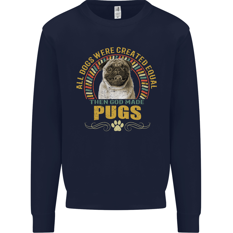 A Pug Dog Kids Sweatshirt Jumper Navy Blue