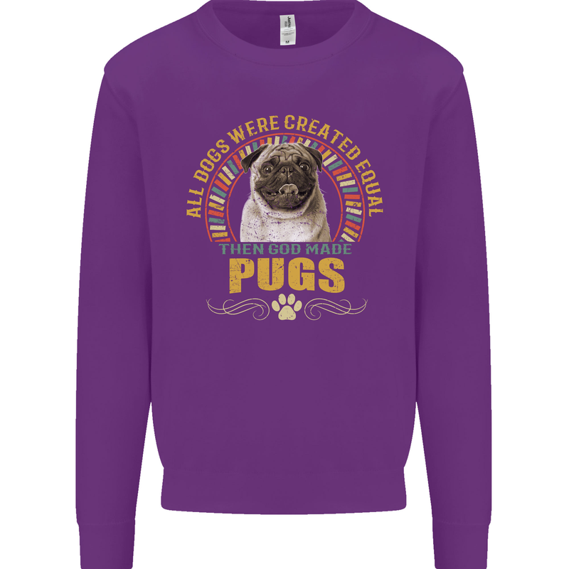 A Pug Dog Kids Sweatshirt Jumper Purple