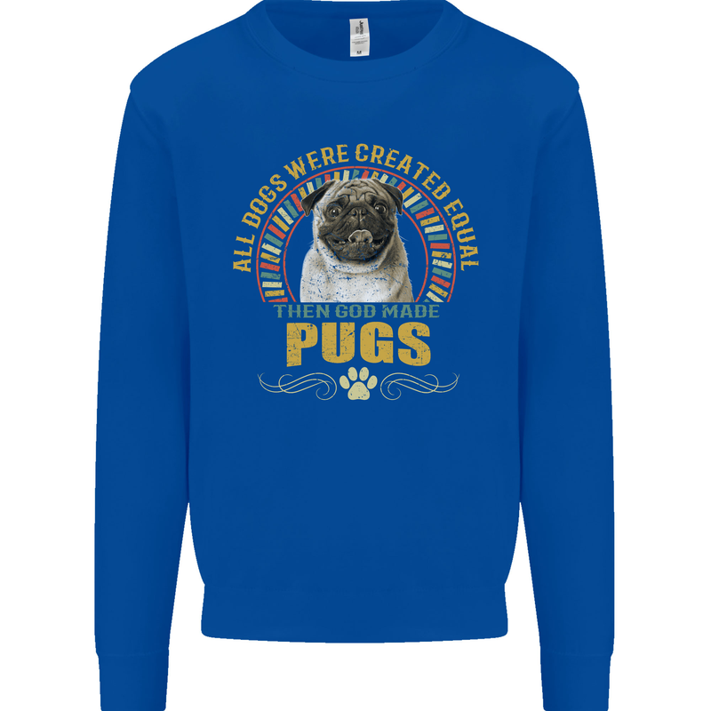 A Pug Dog Kids Sweatshirt Jumper Royal Blue