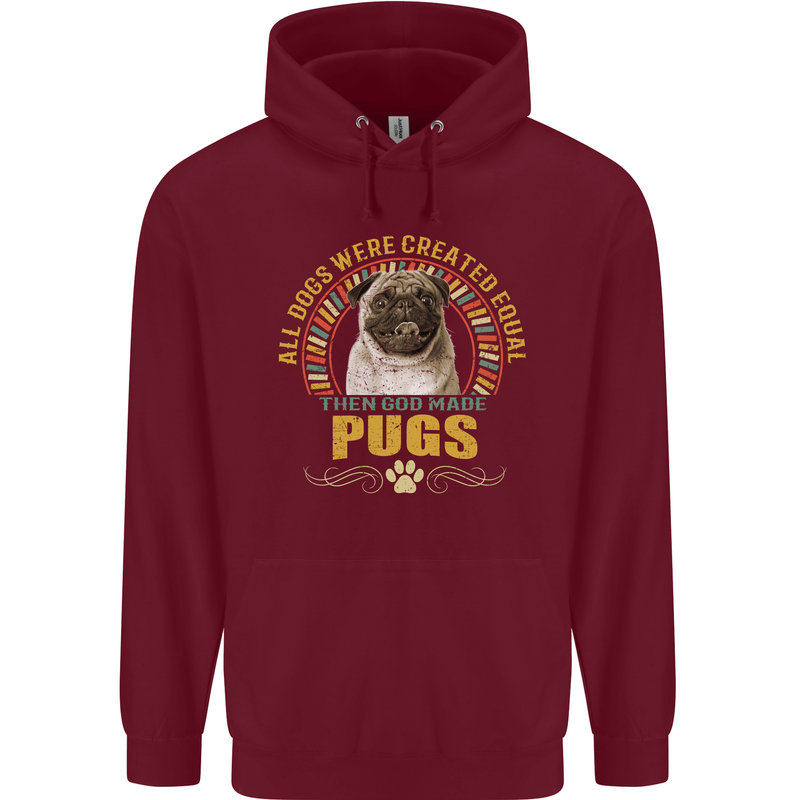A Pug Dog Mens 80% Cotton Hoodie Maroon