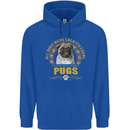 A Pug Dog Mens 80% Cotton Hoodie Royal Blue
