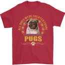 A Pug Dog Mens T-Shirt 100% Cotton Red