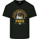 A Pug Dog Mens V-Neck Cotton T-Shirt Black