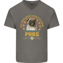 A Pug Dog Mens V-Neck Cotton T-Shirt Charcoal