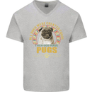 A Pug Dog Mens V-Neck Cotton T-Shirt Sports Grey