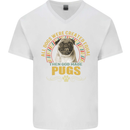 A Pug Dog Mens V-Neck Cotton T-Shirt White