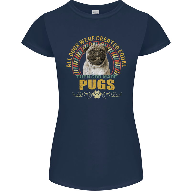 A Pug Dog Womens Petite Cut T-Shirt Navy Blue
