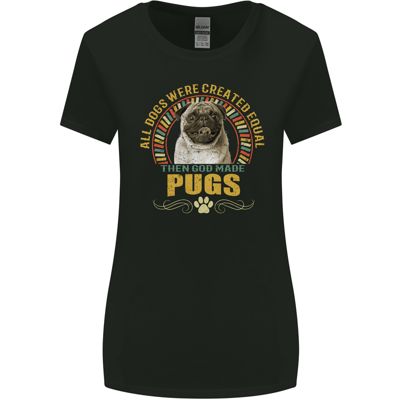 A Pug Dog Womens Wider Cut T-Shirt Black
