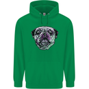 A Pug Face Dog Childrens Kids Hoodie Irish Green