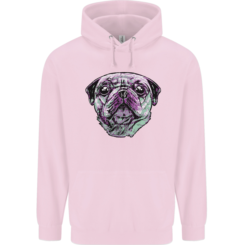 A Pug Face Dog Childrens Kids Hoodie Light Pink