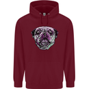 A Pug Face Dog Childrens Kids Hoodie Maroon