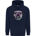 A Pug Face Dog Childrens Kids Hoodie Navy Blue