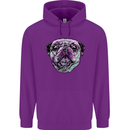A Pug Face Dog Childrens Kids Hoodie Purple