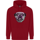 A Pug Face Dog Childrens Kids Hoodie Red