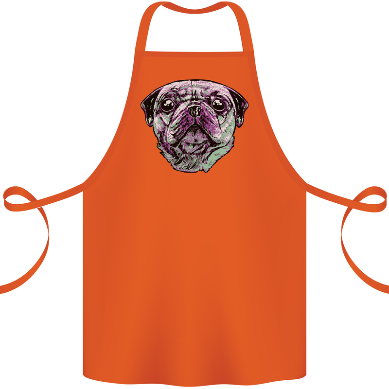 A Pug Face Dog Cotton Apron 100% Organic Orange