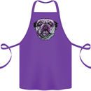 A Pug Face Dog Cotton Apron 100% Organic Purple