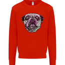A Pug Face Dog Kids Sweatshirt Jumper Bright Red