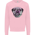 A Pug Face Dog Kids Sweatshirt Jumper Light Pink