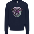 A Pug Face Dog Kids Sweatshirt Jumper Navy Blue