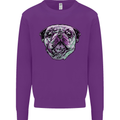 A Pug Face Dog Kids Sweatshirt Jumper Purple