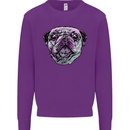 A Pug Face Dog Kids Sweatshirt Jumper Purple