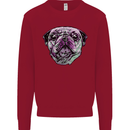 A Pug Face Dog Kids Sweatshirt Jumper Red