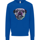 A Pug Face Dog Kids Sweatshirt Jumper Royal Blue