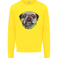 A Pug Face Dog Kids Sweatshirt Jumper Yellow