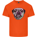 A Pug Face Dog Kids T-Shirt Childrens Orange